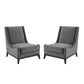 Modway Confident Upholstered Performance Velvet Set of 2, Two Lounge Chairs, Gray