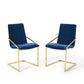 Modway Pitch Performance Velvet Armchair, 2 pcs - Dining Chairs, Gold Navy