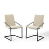 Modway Pitch Upholstered Fabric Armchair, 2 pcs - Dining Chairs, Black Beige