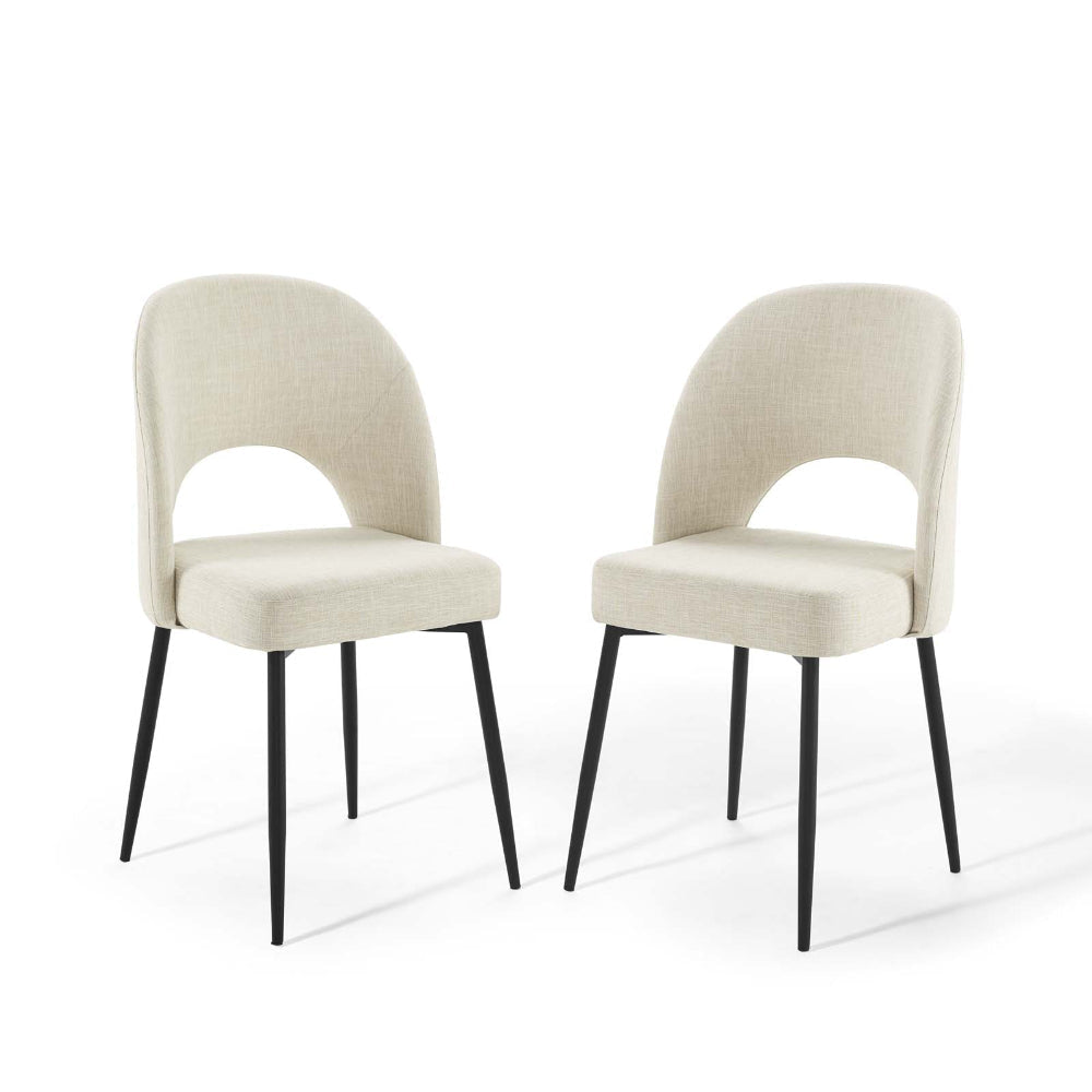 Modway Rouse Upholstered Fabric Side Set of 2 in Black Beige, 2 pcs-Dining Chairs