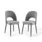 Modway Rouse Upholstered Fabric Side Set of 2 in Black Light Gray, 2 pcs-Dining Chairs