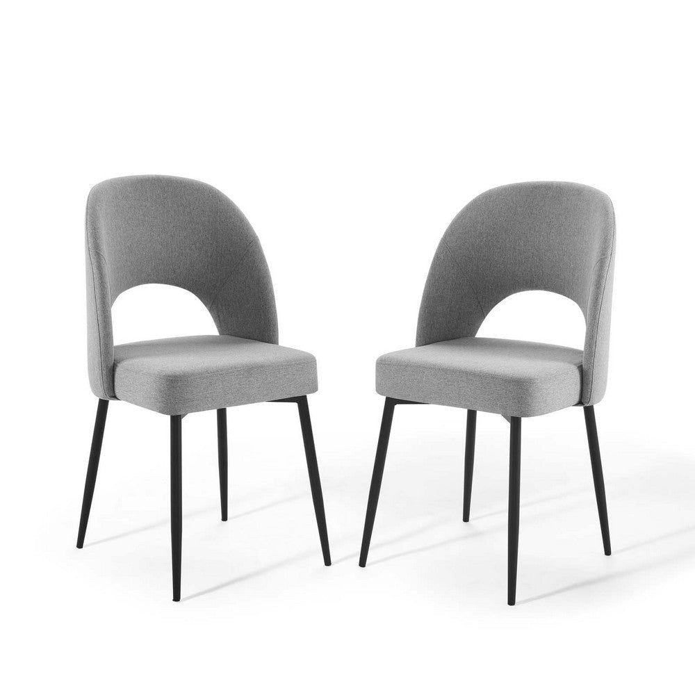 Modway Rouse Upholstered Fabric Side Set of 2 in Black Light Gray, 2 pcs-Dining Chairs