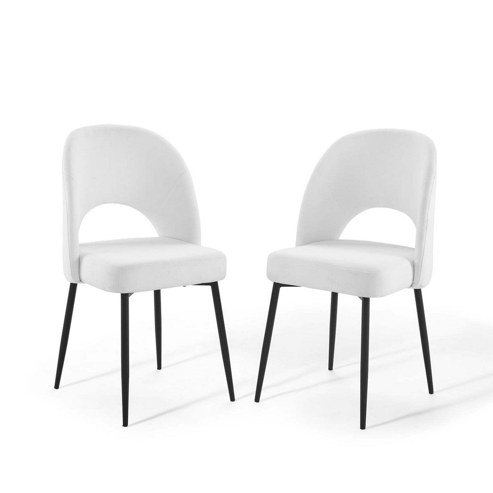 Modway Rouse Upholstered Fabric Side Set of 2 in Black White, 2 pcs-Dining Chairs