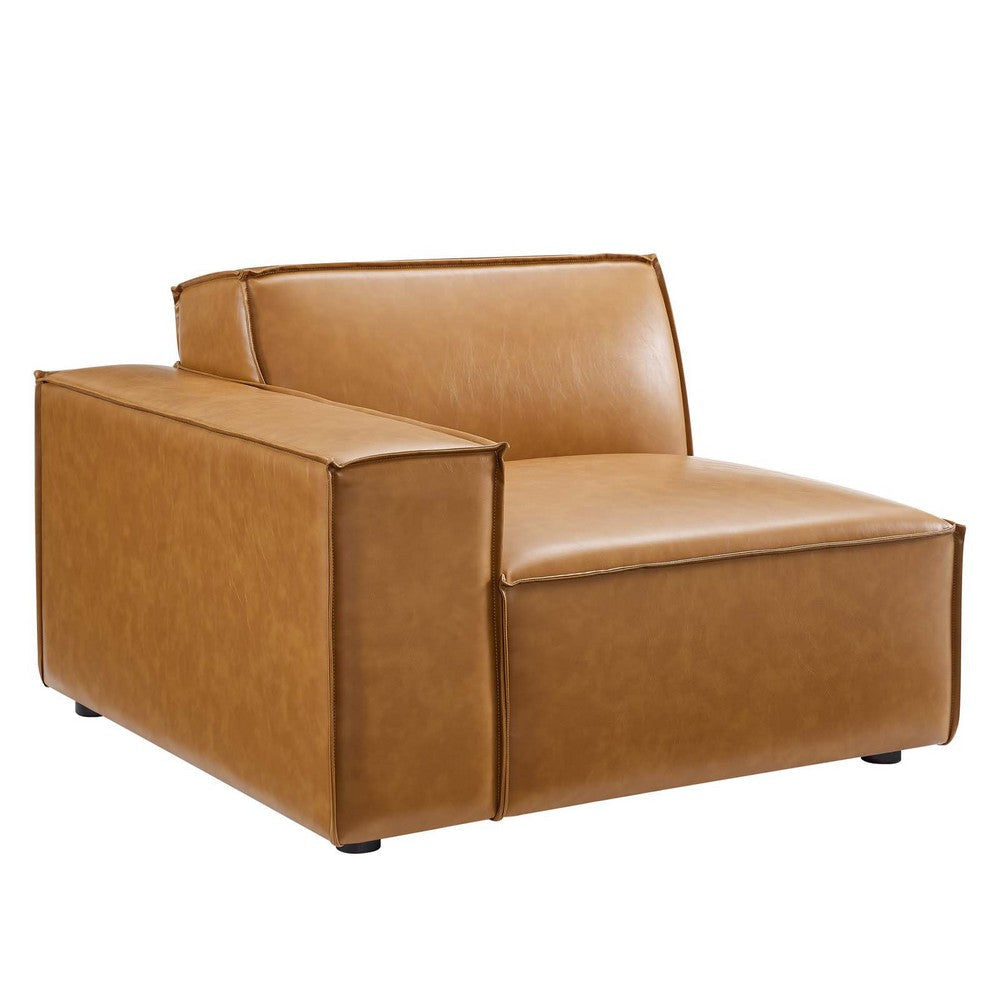 Modway Restore Vegan Leather Sectional Sofa, 40.5 x 41.5 x 28, Tan