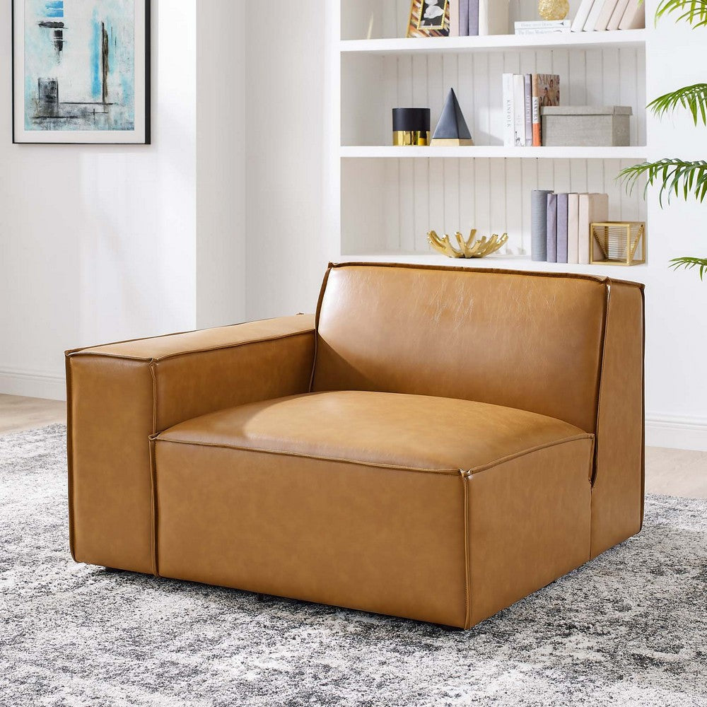 Modway Restore Vegan Leather Sectional Sofa 40.5 x 41.5 x 28 Tan MDY-EEI-4492-TAN