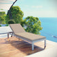 Modway EEI-4501-SLV-BEI Shore Patio Aluminum Outdoor Chaise Silver Beige MDY-EEI-4501-SLV-BEI