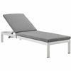 Modway EEI-4501-SLV-GRY Shore Patio Aluminum Outdoor Chaise, Silver Gray