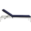 Modway EEI-4501-SLV-NAV Shore Patio Aluminum Outdoor Chaise Silver Navy MDY-EEI-4501-SLV-NAV