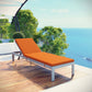 Modway EEI-4501-SLV-ORA Shore Patio Aluminum Outdoor Chaise Silver Orange MDY-EEI-4501-SLV-ORA