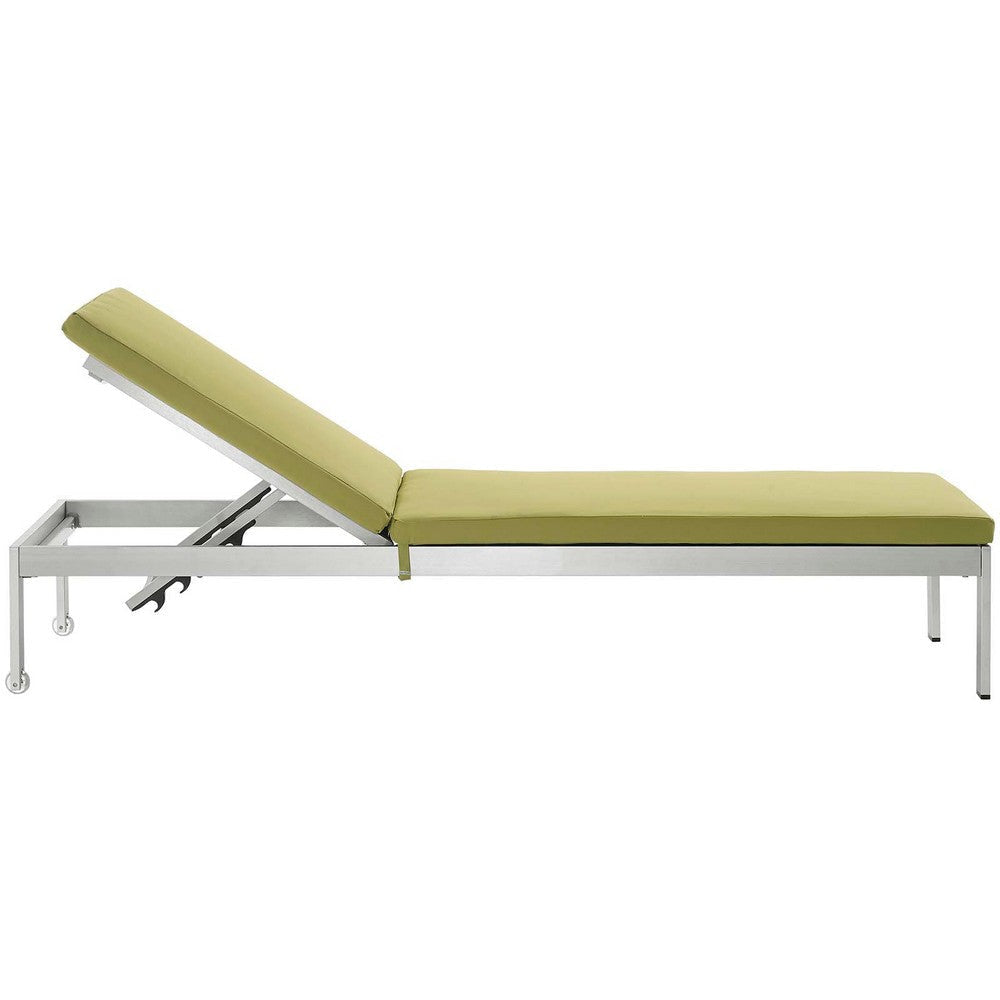 Modway Shore Patio Aluminum Outdoor Chaise 76 x 25 x 37.5 Silver Peridot MDY-EEI-4501-SLV-PER