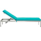 Modway Shore Patio Aluminum Outdoor Chaise 76 x 25 x 37.5 Silver Turquoise MDY-EEI-4501-SLV-TRQ