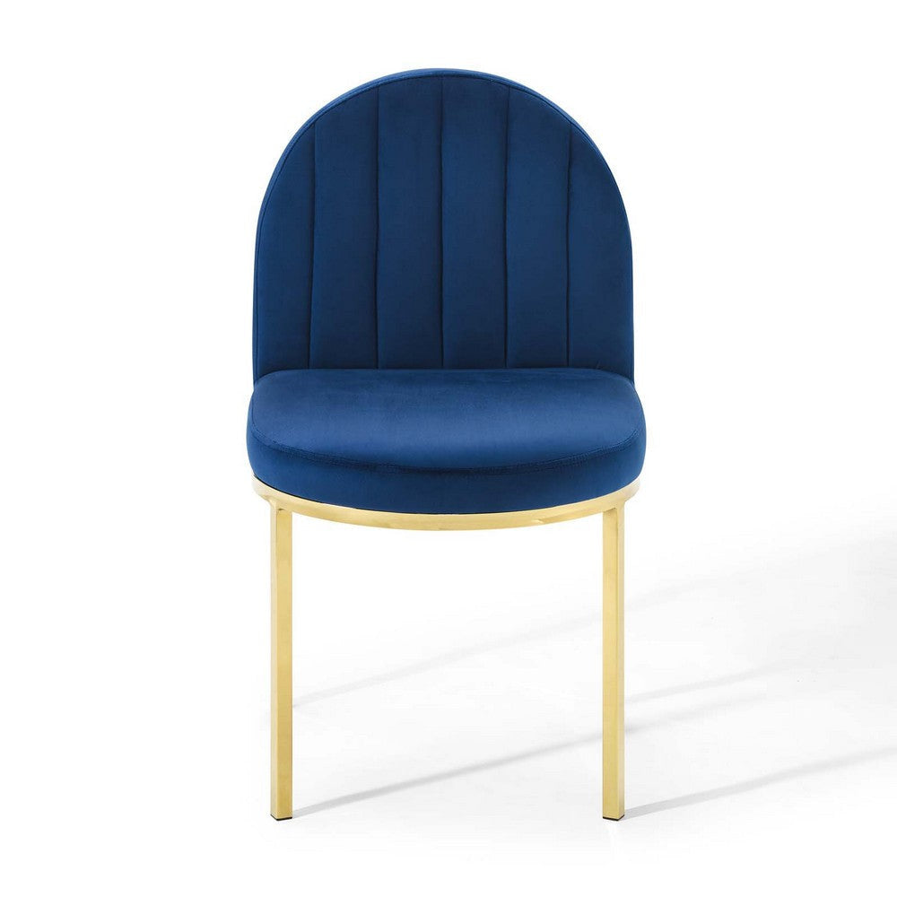 Modway Isla Dining Side Chair Performance Velvet Set of 2 in Gold Navy MDY-EEI-4503-GLD-NAV