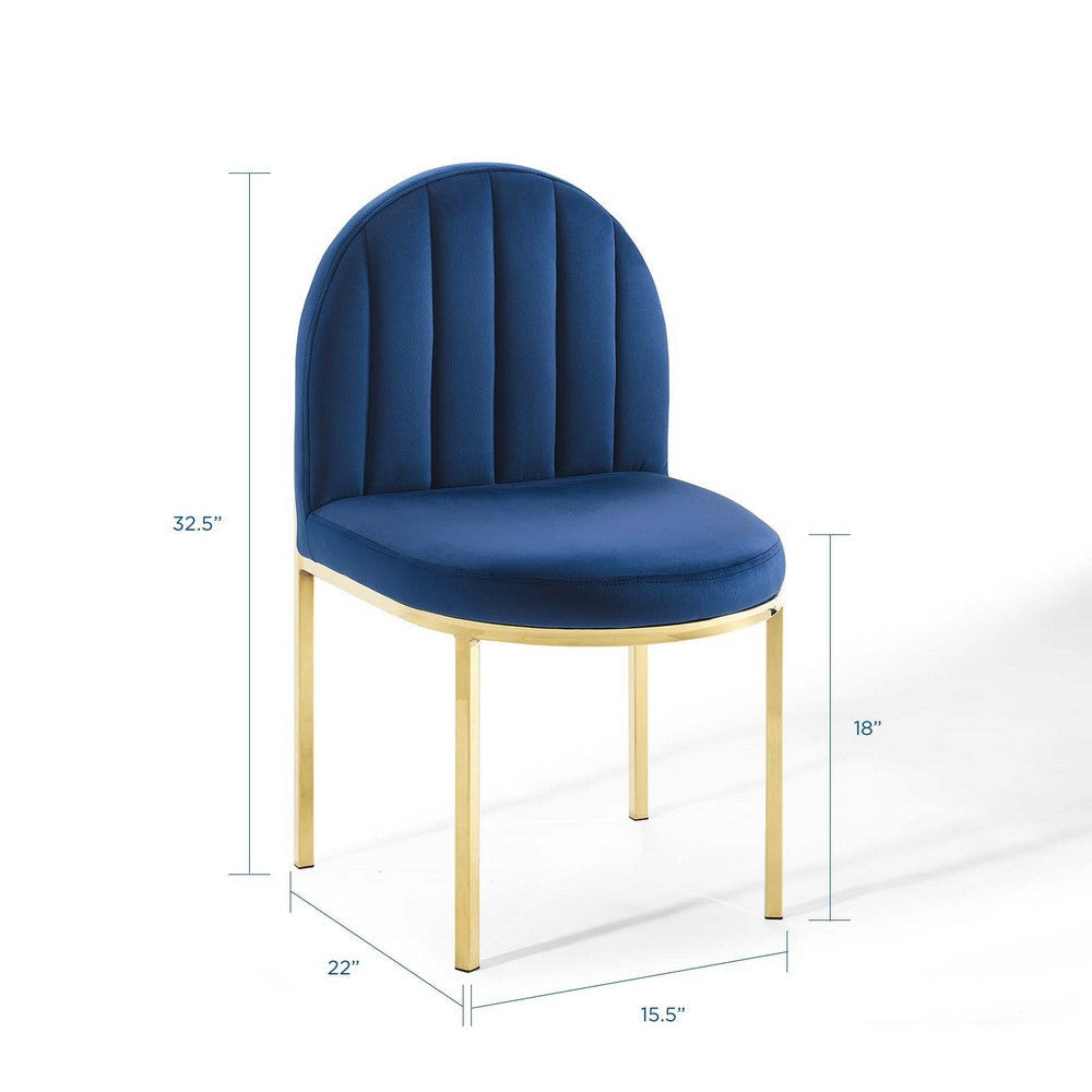 Modway Isla Dining Side Chair Performance Velvet Set of 2 in Gold Navy MDY-EEI-4503-GLD-NAV