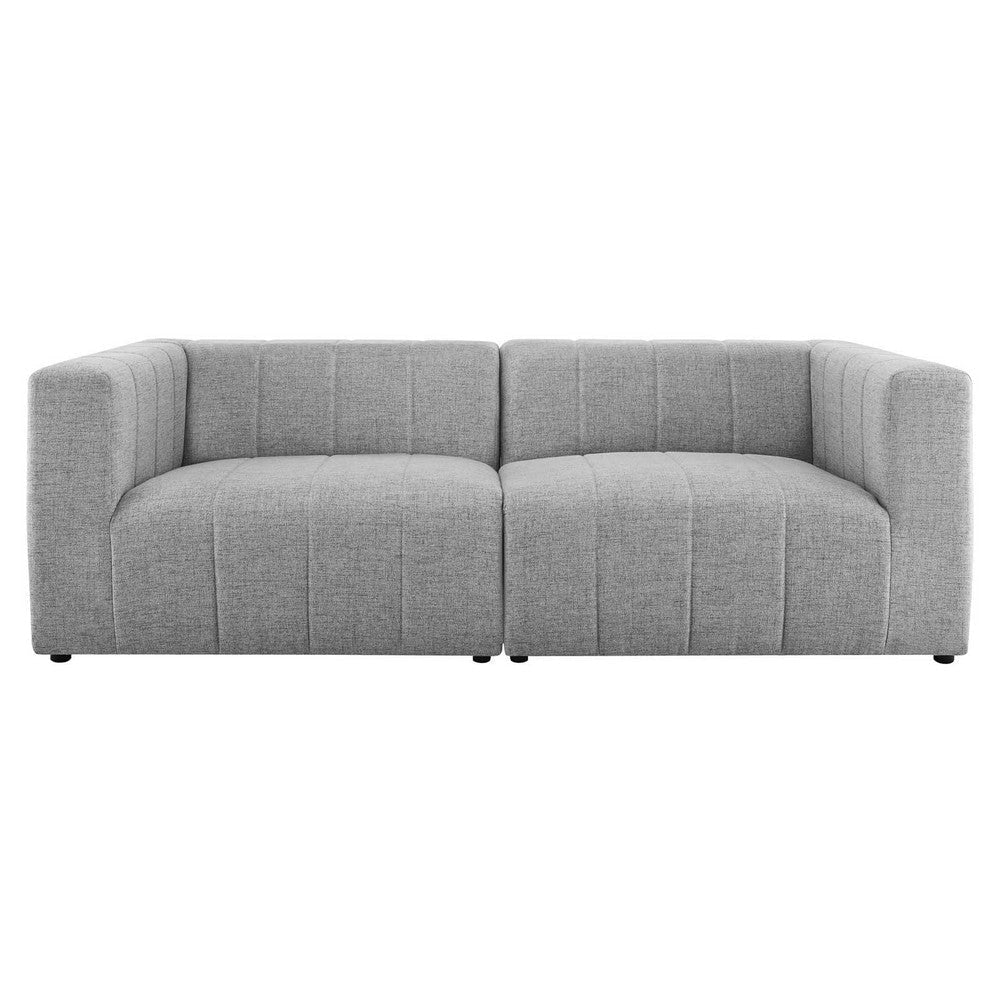 Modway Bartlett Channel Tufted Upholstered Sectional Sofa, 2-Piece Set, Light Gray