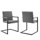 Modway Savoy Vegan Leather Dining Chair Set of 2, Gray