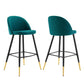 Modway Cordial Fabric Upholstered Dining Bar Stools in Teal - Set of 2