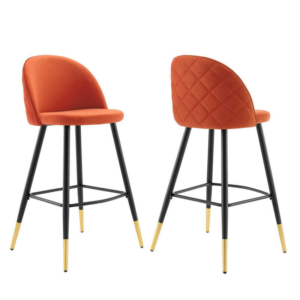 Cordial Performance Velvet Bar Stools - Set of 2 - No Shipping Charges MDY-EEI-4527-ORA