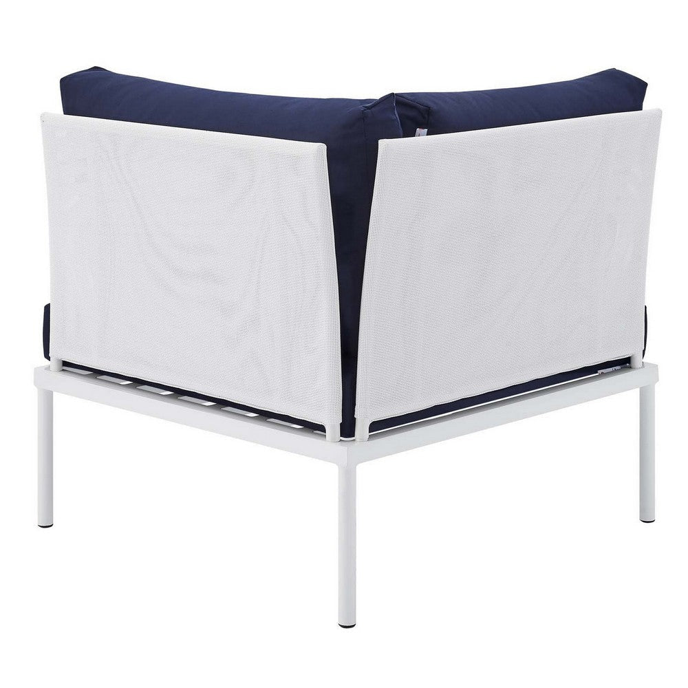 Modway EEI-4539-WHI-NAV Harmony Outdoor Patio All Mesh Corner Chair White Navy MDY-EEI-4539-WHI-NAV