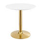 Modway Verne Round Modern 28" Dining Table in Gold White