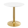 Modway Verne Round Modern 28" Dining Table in Gold White