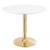 Modway Verne Round Modern 35" Dining Table in Gold White