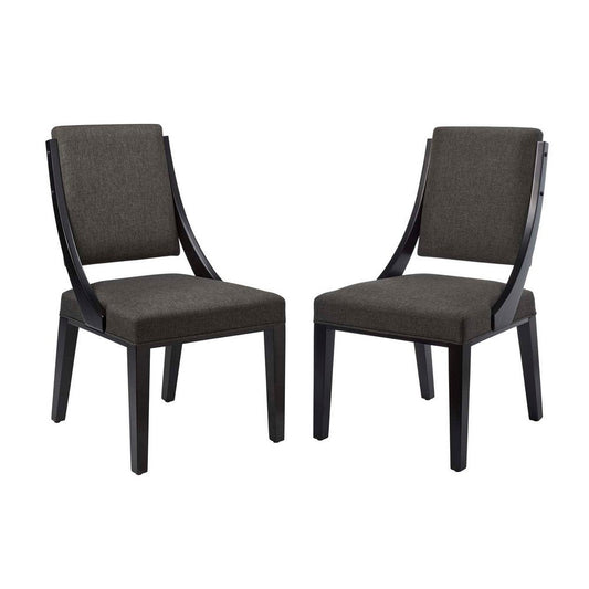 Modway Cambridge Upholstered Fabric Dining Side Chairs in Gray-Set of 2