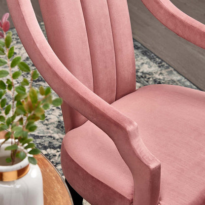 Modway Moxie Upholstered Fabric Dining Armchairs in Dusty Rose-Set of 2