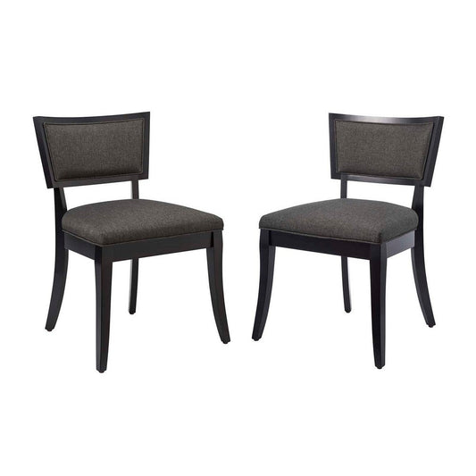 Modway Pristine Upholstered Fabric Dining Side Chairs in Gray-Set of 2