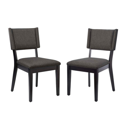 Modway Esquire Upholstered Fabric Dining Side Chairs in Gray-Set of 2