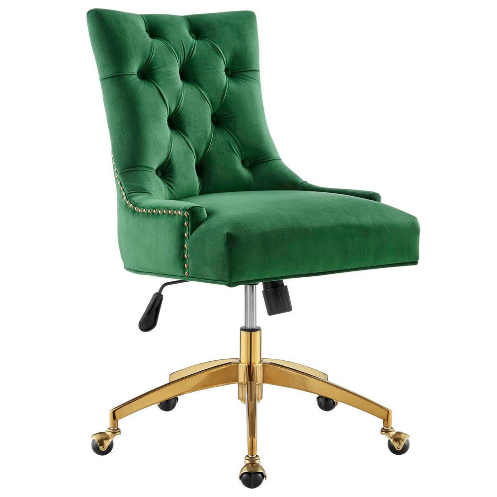 Modway Regent Tufted Performance Velvet Swivel Office Chair, Gold Emerald