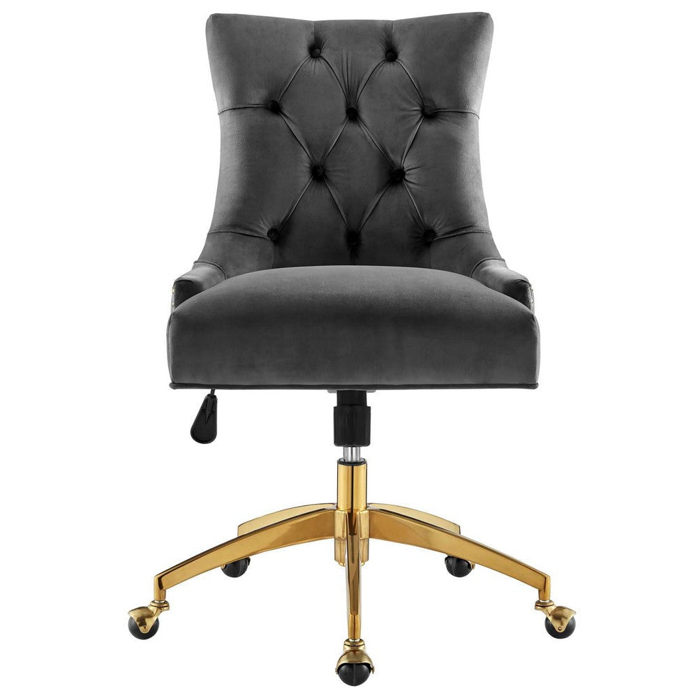 Regent Tufted Performance Velvet Office Chair - No Shipping Charges MDY-EEI-4571-GLD-GRY