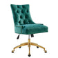 Modway Regent Tufted Performance Velvet Swivel Office Chair, Gold Teal