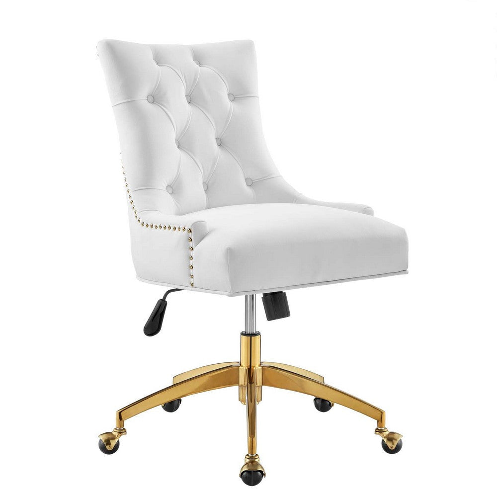 Modway Regent Tufted Performance Velvet Swivel Office Chair, Gold White