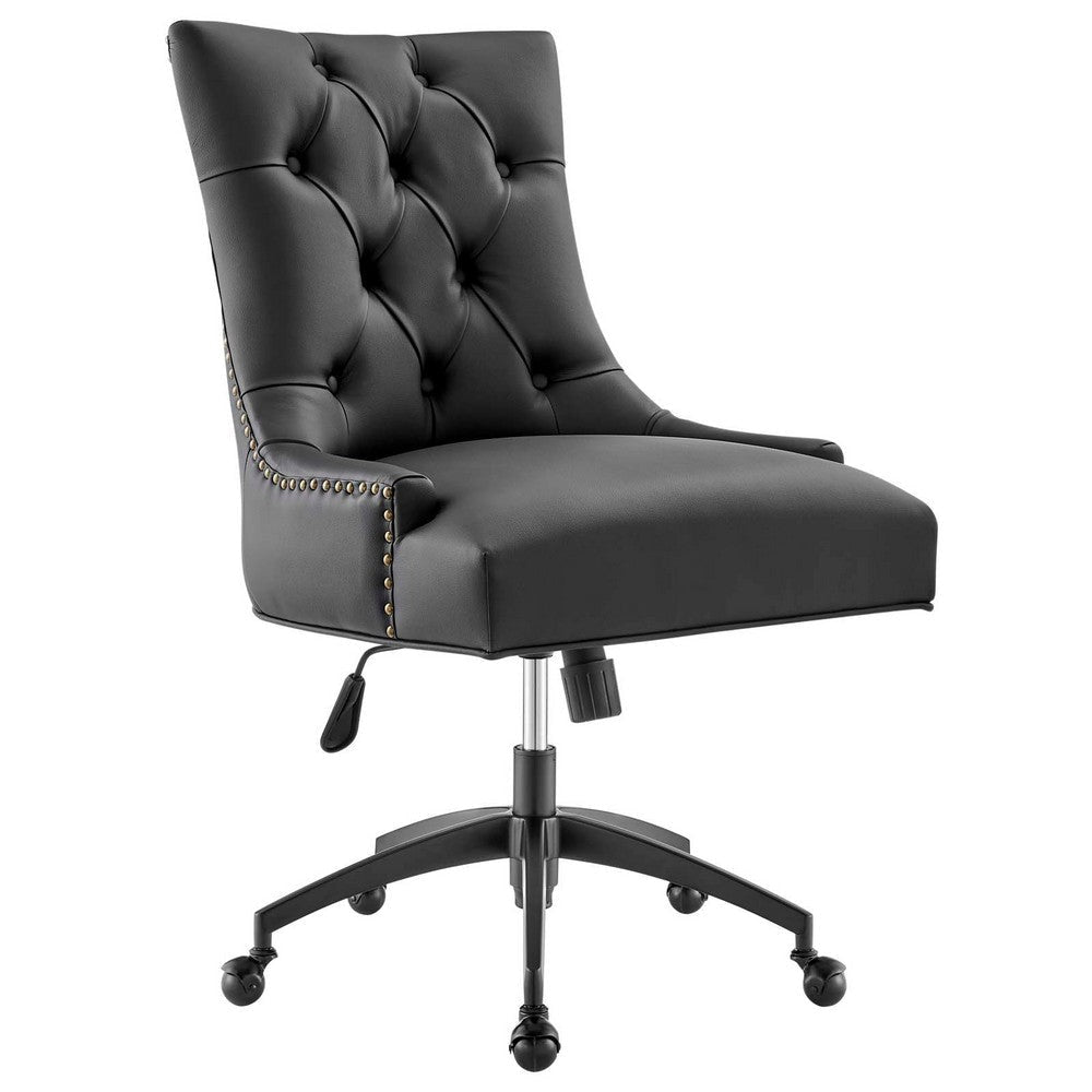 Modway Regent Tufted Vegan Leather Swivel Office Chair, Black Black