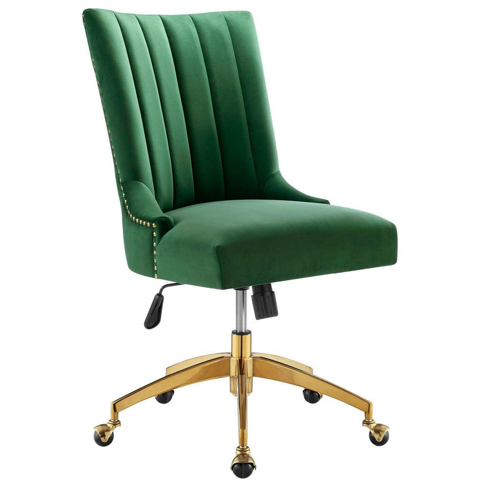 Modway Empower Channel Tufted Performance Velvet Office Chair, Gold Emerald