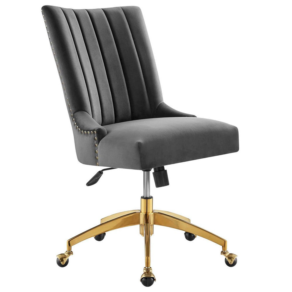 Modway Empower Channel Tufted Performance Velvet Office Chair, Gold Gray