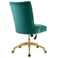 Modway Empower Channel Tufted Performance Velvet Office Chair Gold Teal MDY-EEI-4575-GLD-TEA