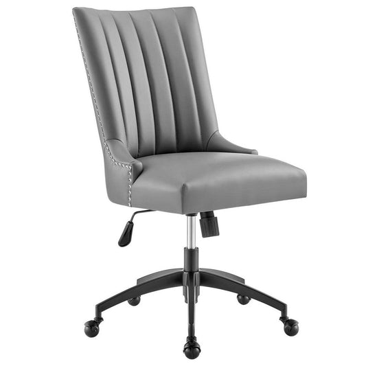 Modway Empower Channel Tufted Vegan Leather Office Chair, Black Gray