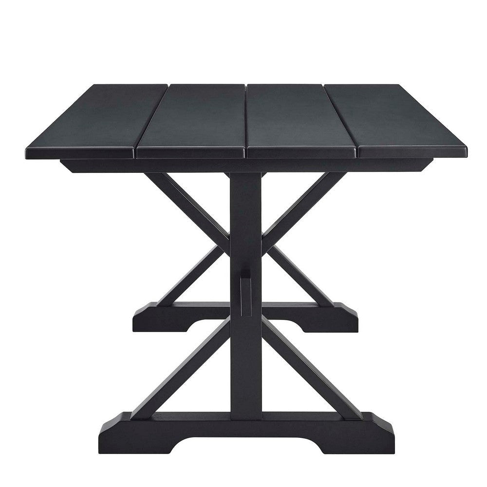 Modway Windchime 71’’ Modern Farmhouse Solid Wood Black-Trestle Dining Table MDY-EEI-4579-BLK