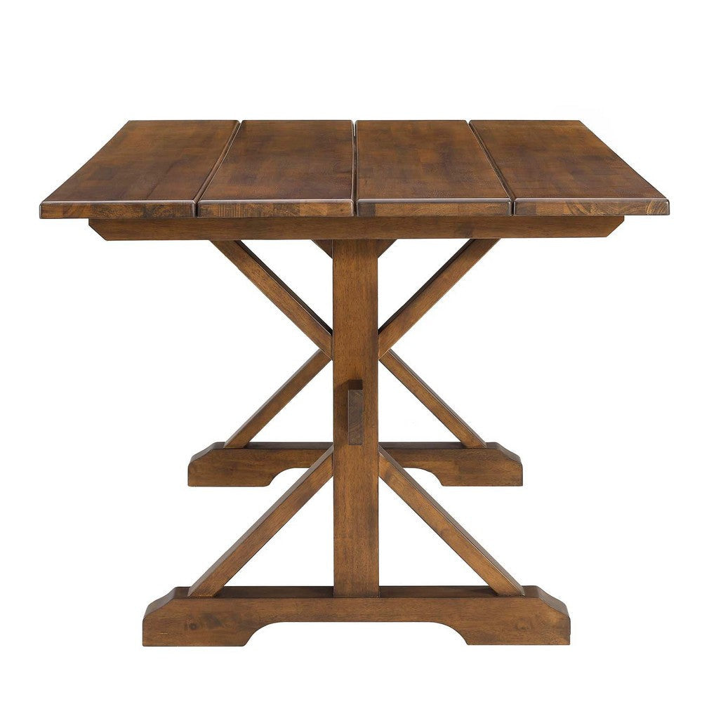 Modway Windchime 71’’ Modern Farmhouse Solid Wood Walnut-Trestle Dining Table MDY-EEI-4579-WAL