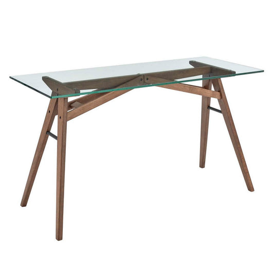 Modway Steadfast Glass-Top Office Desk in [Color], Walnut