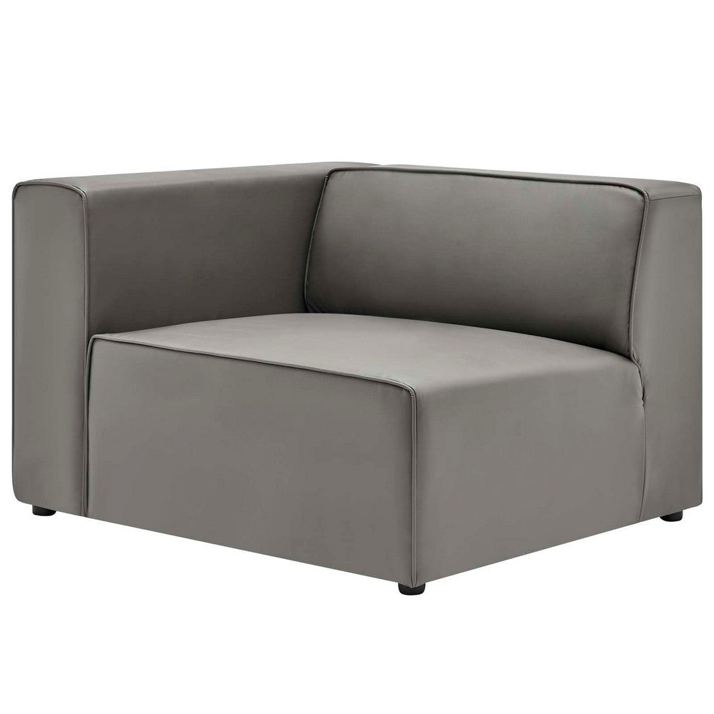 Modway Mingle Vegan Leather Sectional Sofa Left-Arm Chair, Gray