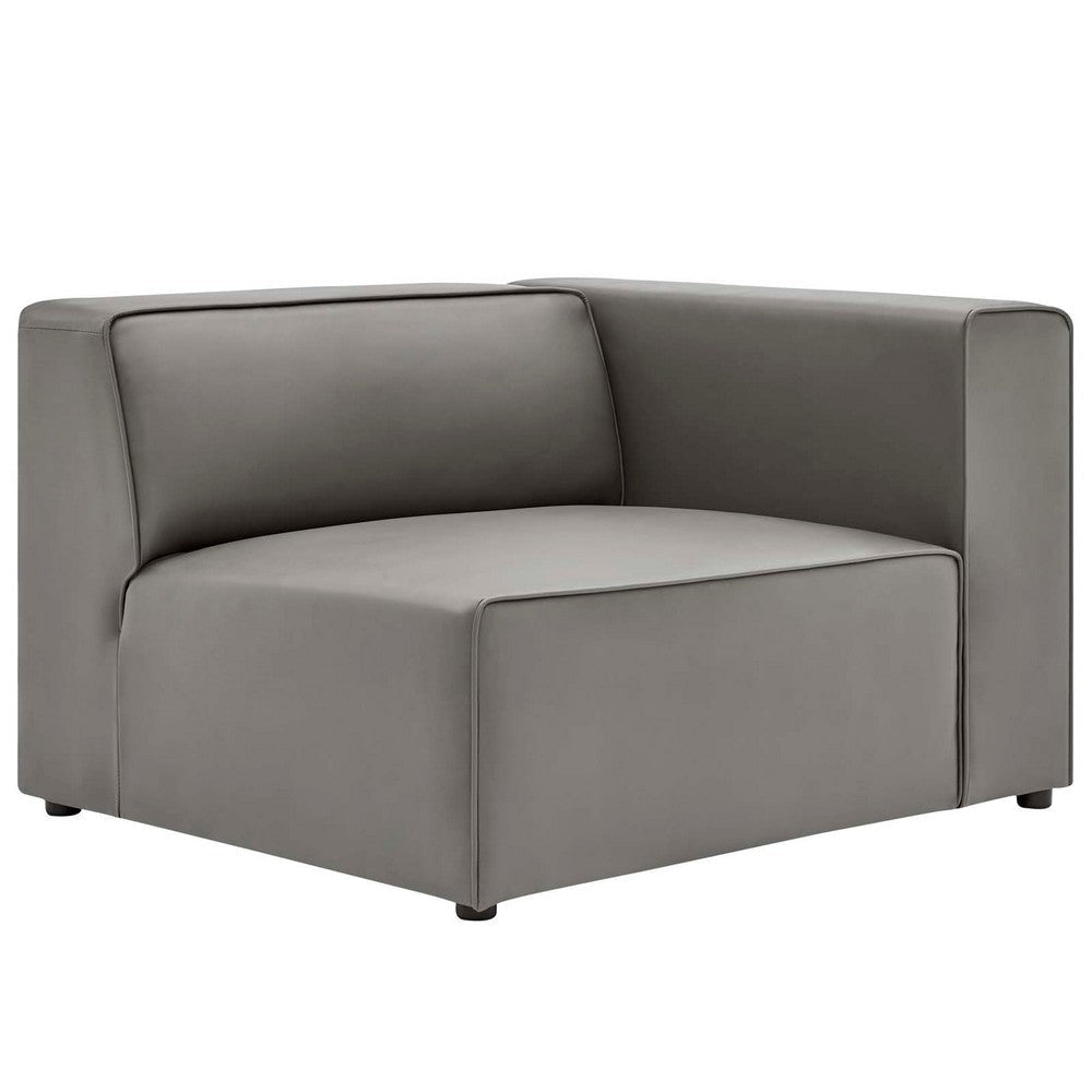 Modway Mingle Vegan Leather Sectional Sofa Right-Arm Chair, Gray