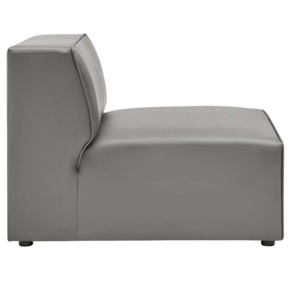 Modway Mingle Vegan Leather Sectional Sofa Armless Chair Gray MDY-EEI-4623-GRY