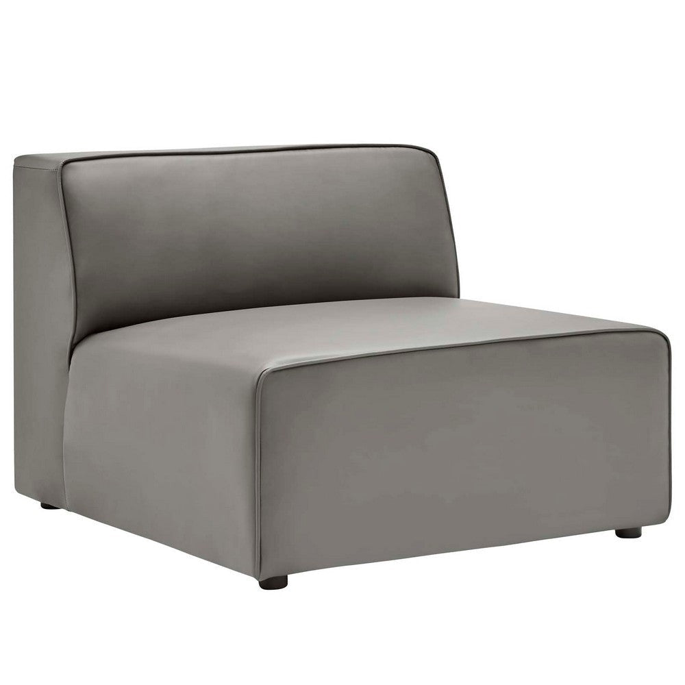 Modway Mingle Vegan Leather Sectional Sofa Armless Chair, Gray