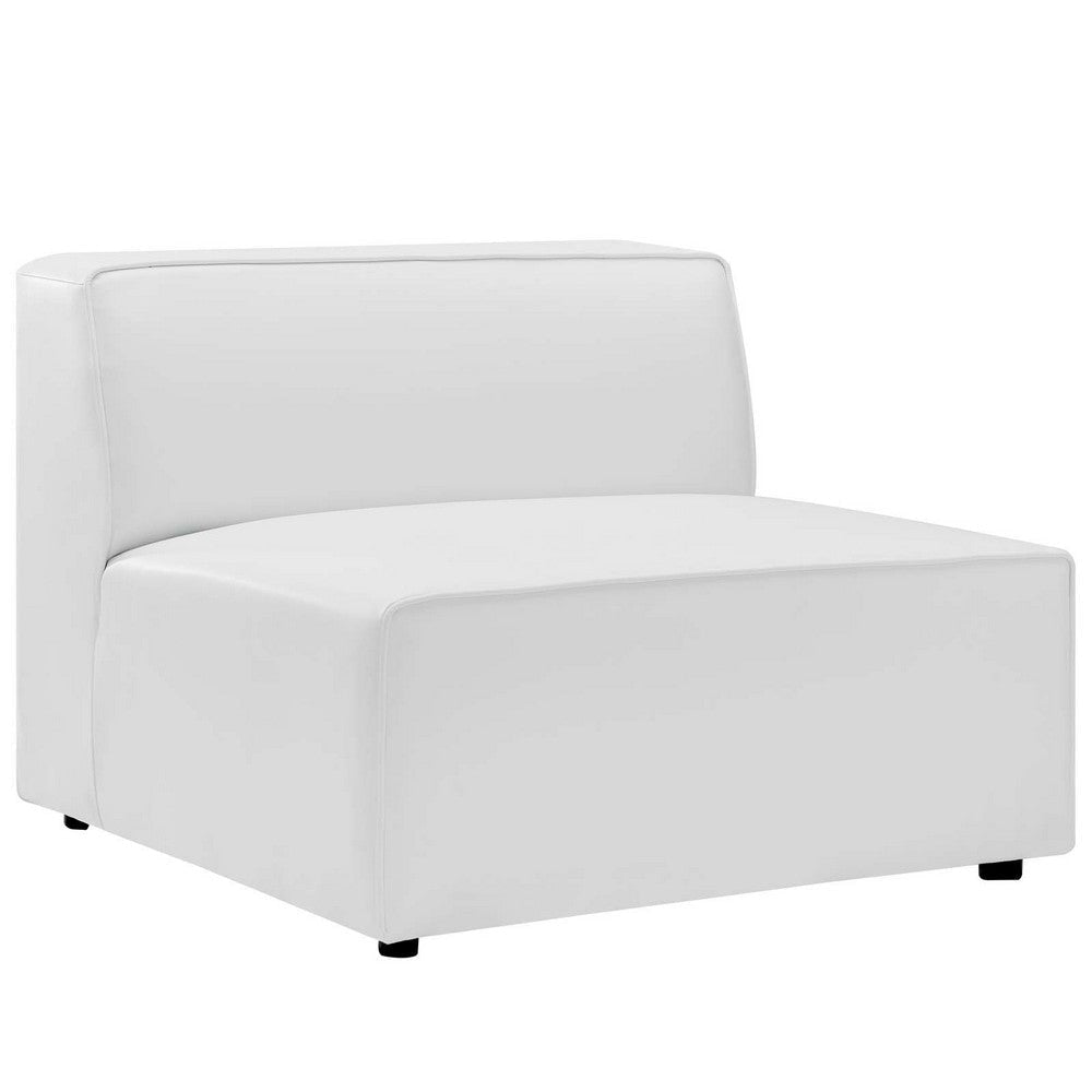 Modway Mingle Vegan Leather Sectional Sofa Armless Chair, White