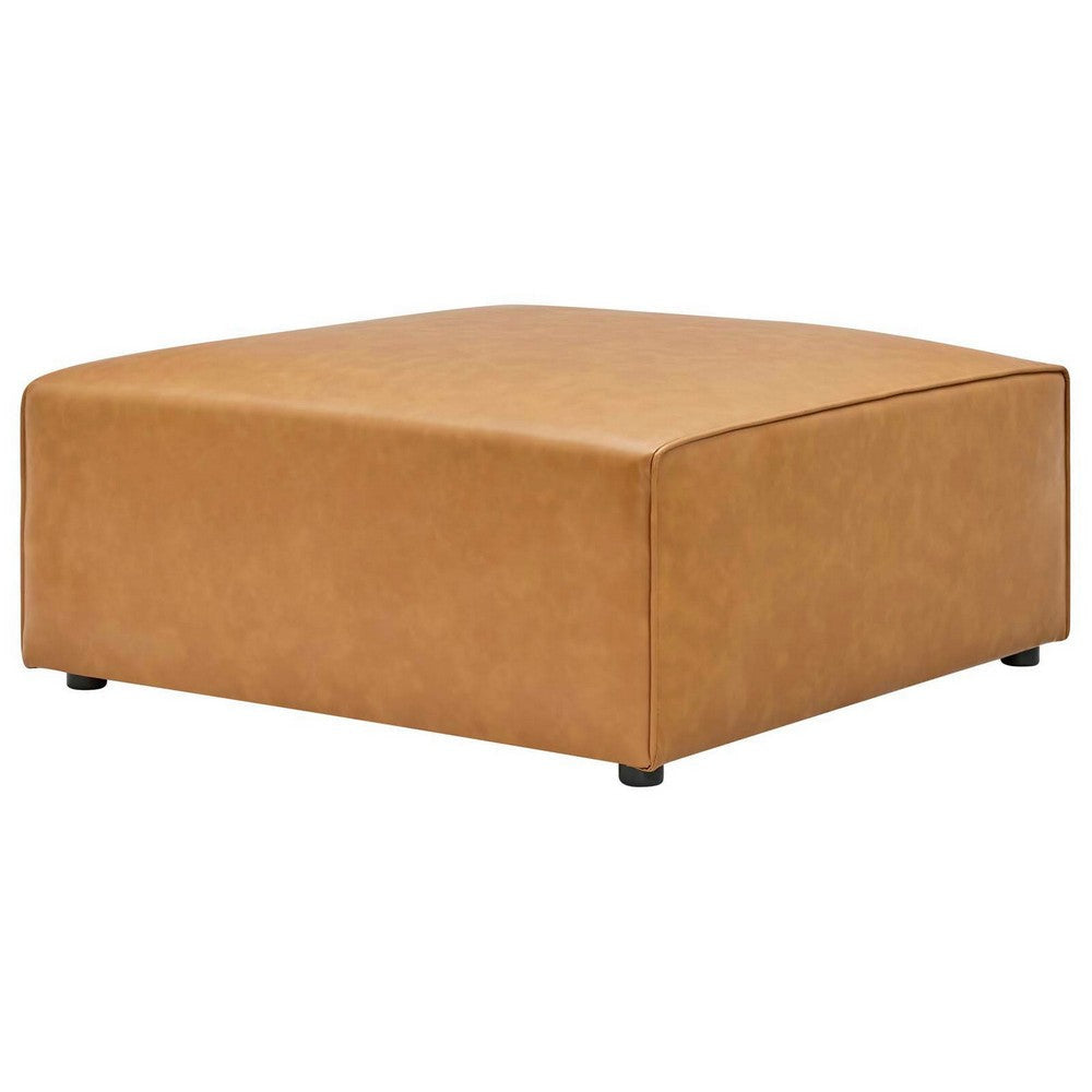 Modway Mingle Vegan Leather Ottoman in Tan