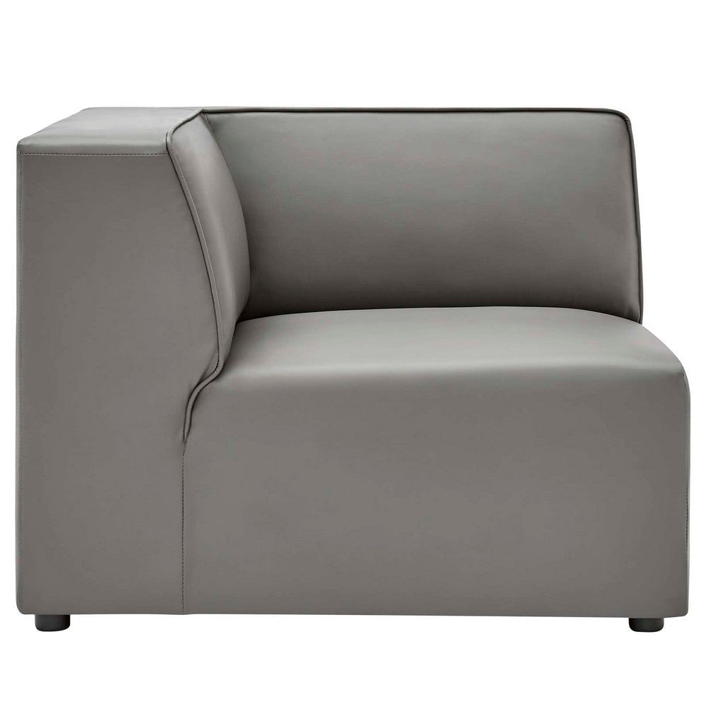 Modway Mingle Vegan Leather Sectional Sofa Corner Chair Gray MDY-EEI-4625-GRY