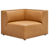 Modway Mingle Vegan Leather Sectional Sofa Corner Chair, Tan