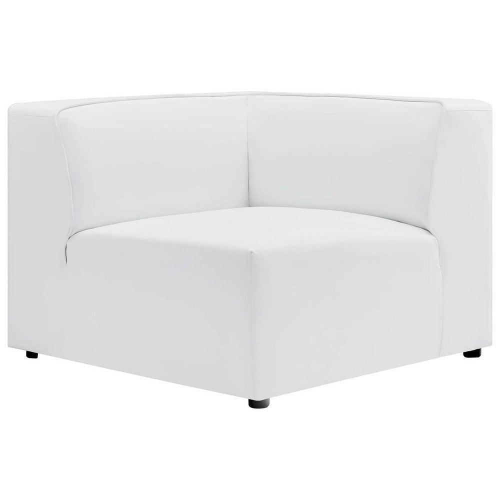 Modway Mingle Vegan Leather Sectional Sofa Corner Chair, White 37 x 37 x 27